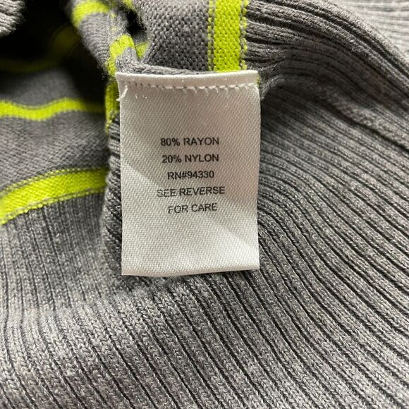 One A Sweater Womens Large Gray Yellow Striped Cowl Neck Long Sleeve Knit Casual - Picture 7 of 12